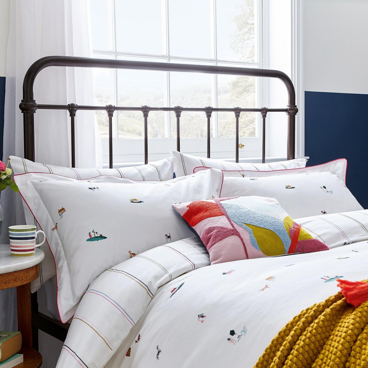 Joules Countryside Scene 100% Cotton Duvet Cover and Pillowcase Set White, Blue and Yellow – image 2