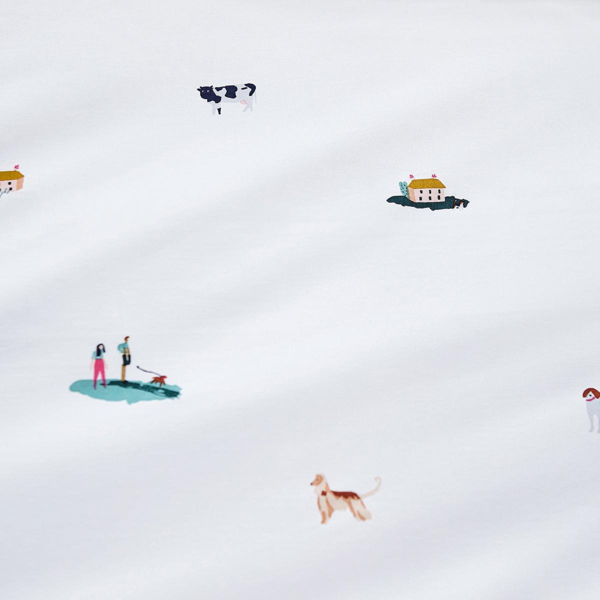 Joules Countryside Scene 100% Cotton Duvet Cover and Pillowcase Set White, Blue and Yellow – image 4