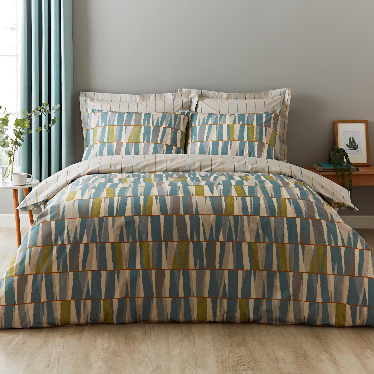 Elements Kolla Blue Duvet Cover and Pillowcase Set Blue – image 1