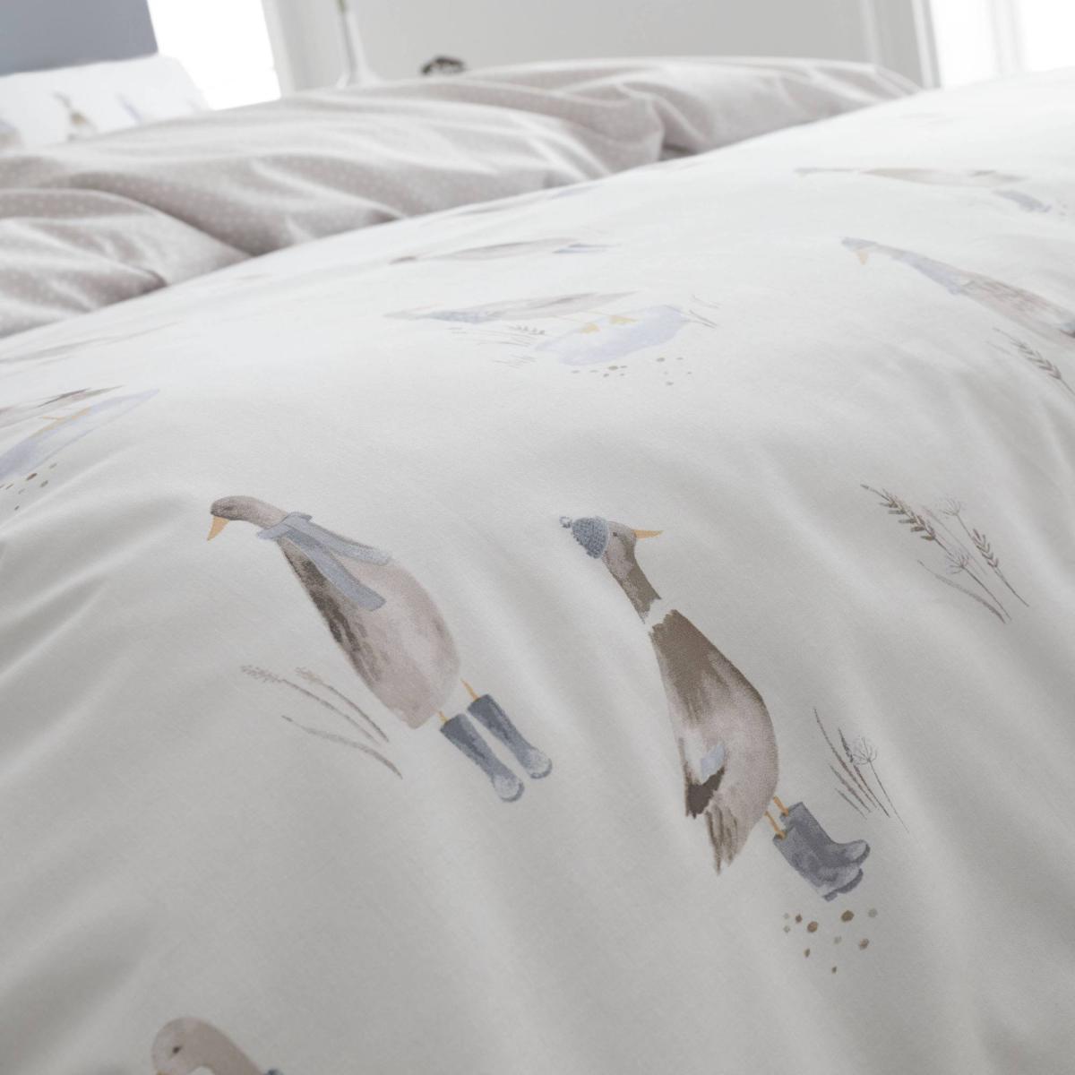 Bianca Fine Linens Dapper Ducks 100% Cotton Duvet Cover and Pillowcase Set Natural – image 4