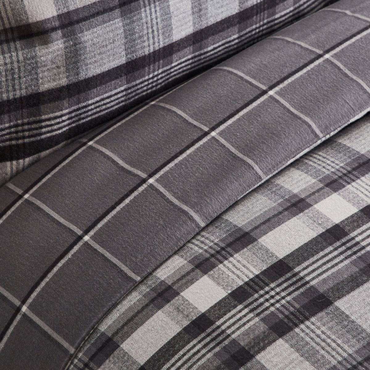 Dorma Lochaber Reversible Grey Checked Duvet Cover and Pillowcase Set Grey and White – image 3