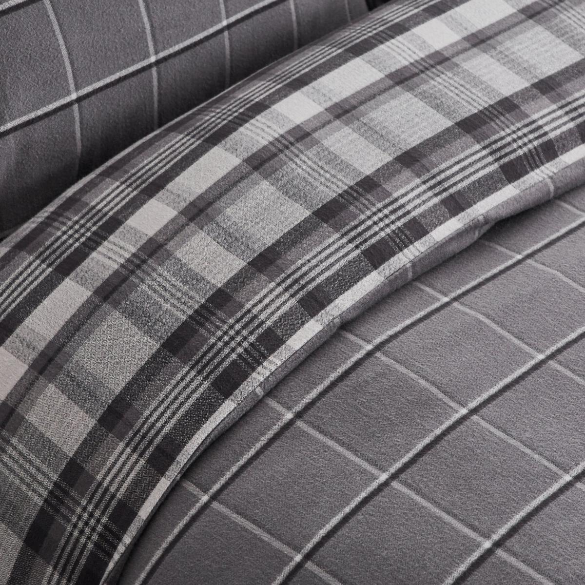 Dorma Lochaber Reversible Grey Checked Duvet Cover and Pillowcase Set Grey and White – image 4