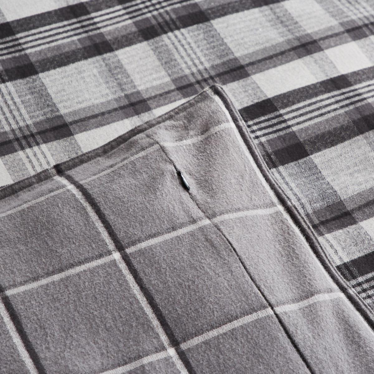 Dorma Lochaber Reversible Grey Checked Duvet Cover and Pillowcase Set Grey and White – image 7