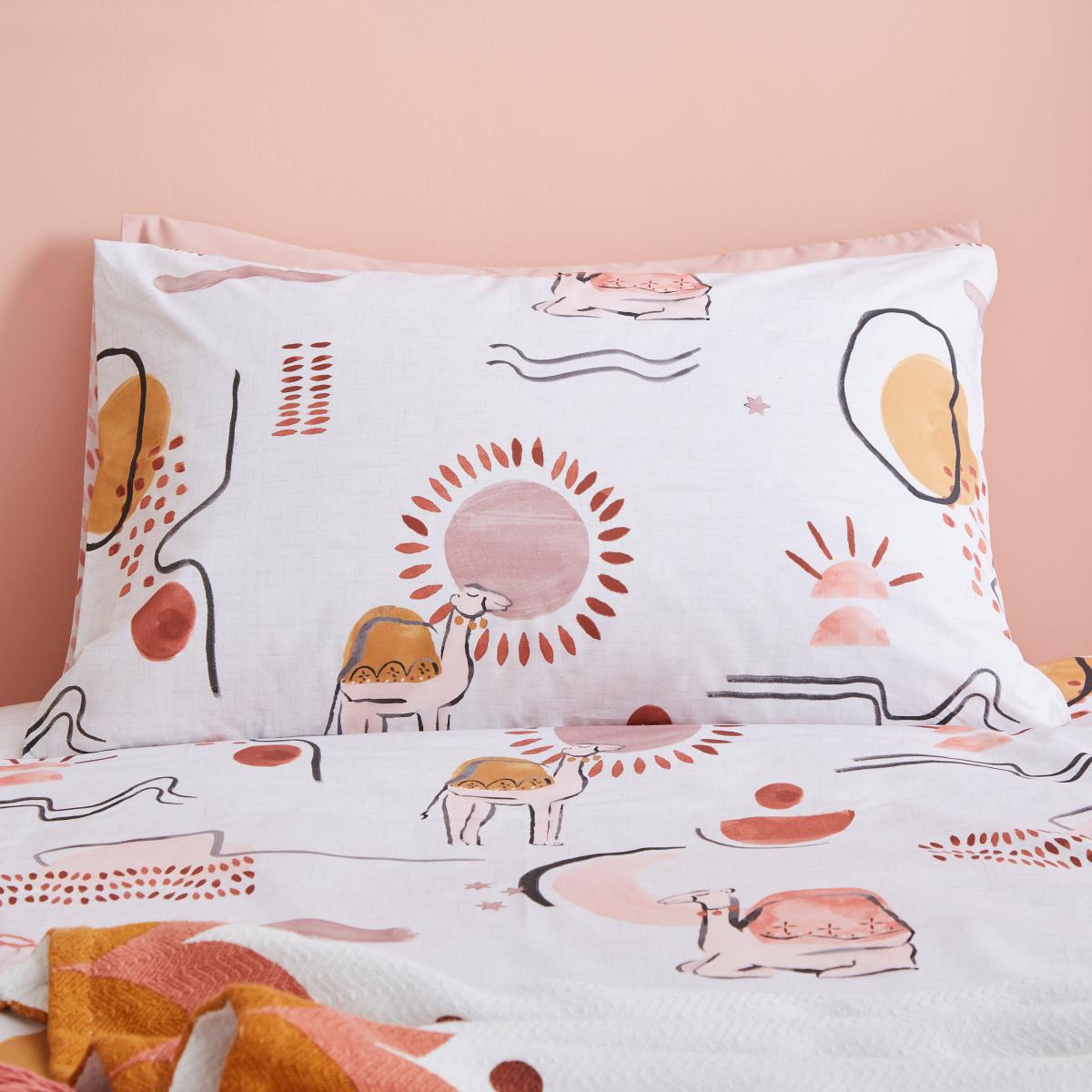 Boho Desert 100% Cotton Duvet Cover and Pillowcase Set Pink – image 3