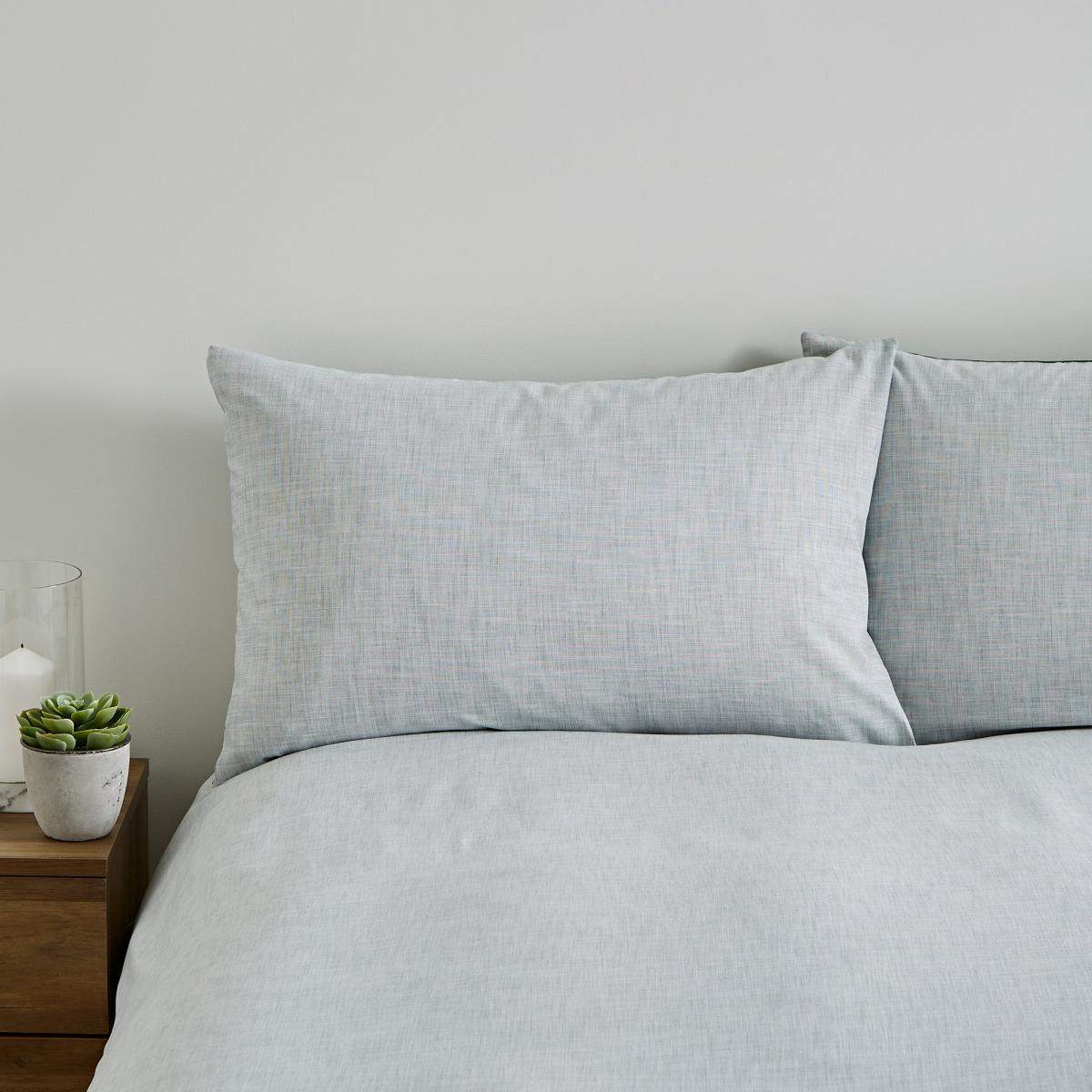 Enzo Chambray Forest Green 100% Cotton Duvet Cover and Pillowcase Set Forest (Green) – image 2