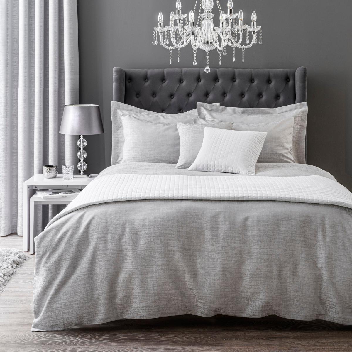 Tegan Silver Textured Duvet Cover and Pillowcase Set Silver – image 1