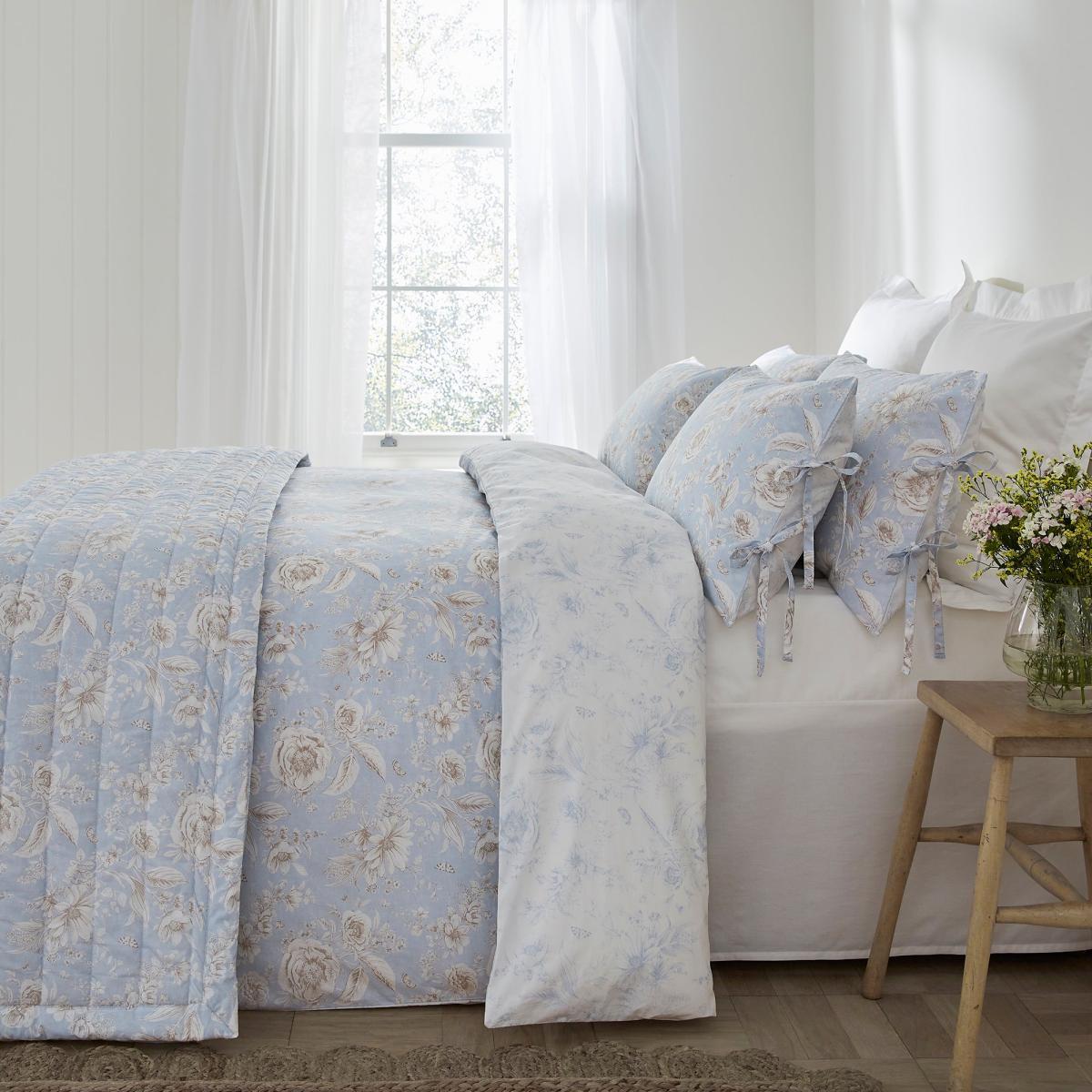 Dorma Daphne 100% Cotton Bedspread Blue – image 3