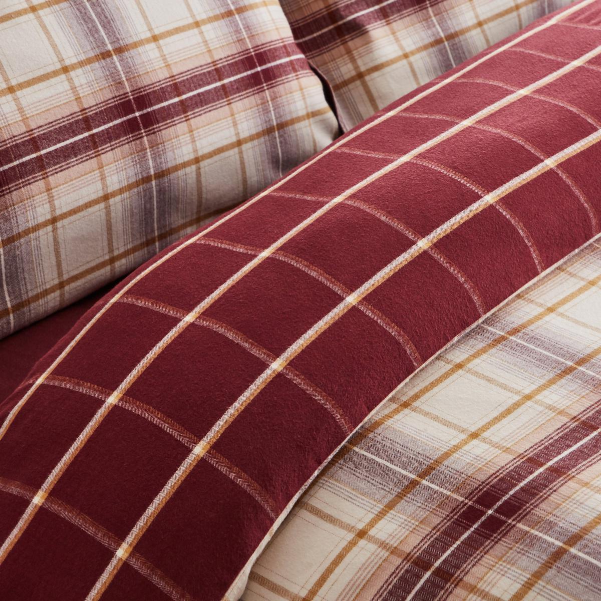 Dorma Finlay Reversible Red Checked Duvet Cover and Pillowcase Set Red, White and Yellow – image 5