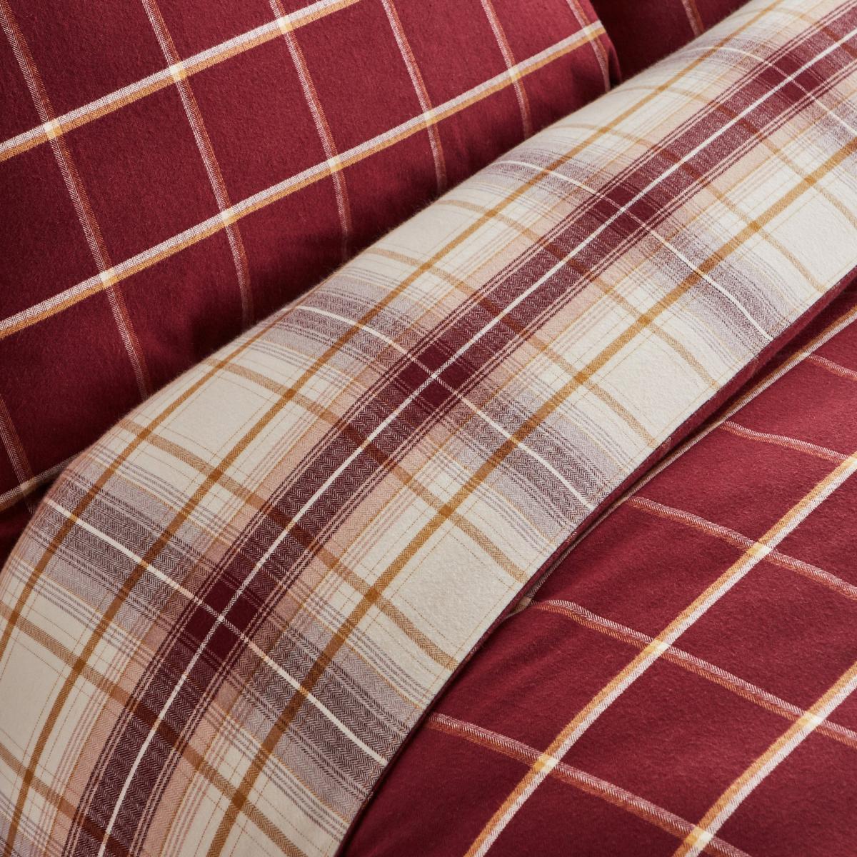 Dorma Finlay Reversible Red Checked Duvet Cover and Pillowcase Set Red, White and Yellow – image 6