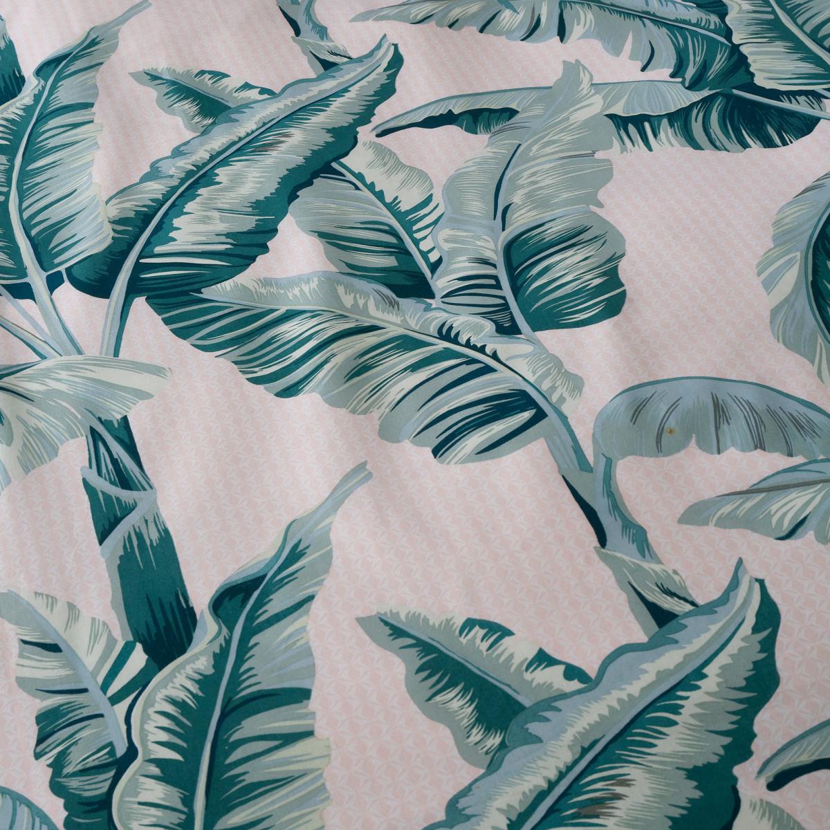 Banana Leaf Pink and Green Reversible Duvet Cover and Pillowcase Set MultiColoured – image 4