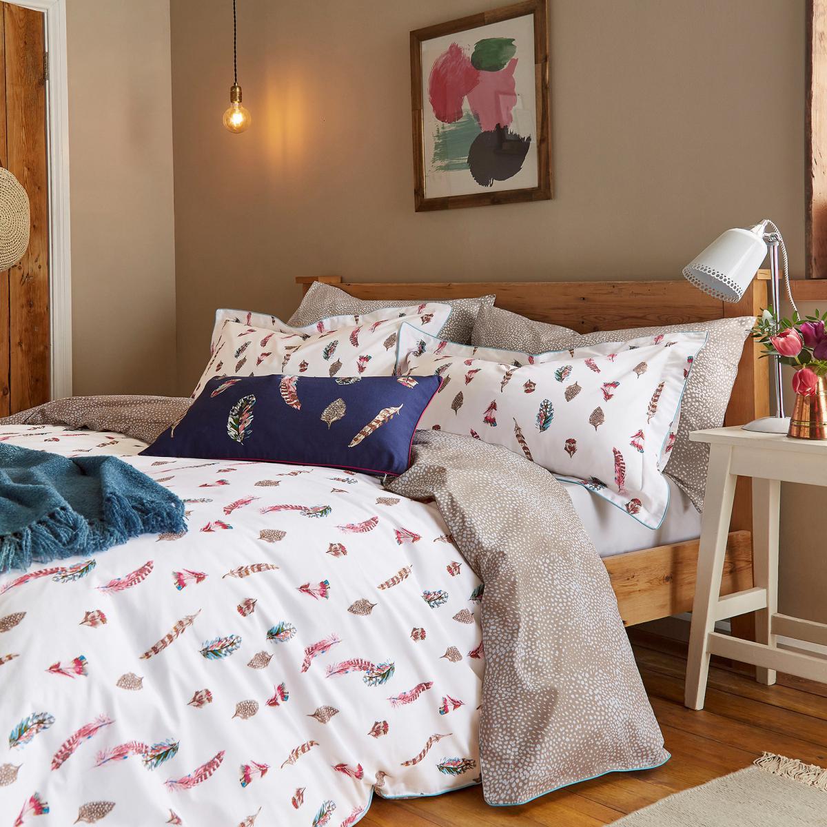Joules Feathers Chalk 100% Cotton Percale Duvet Cover Set Chalky White – image 2