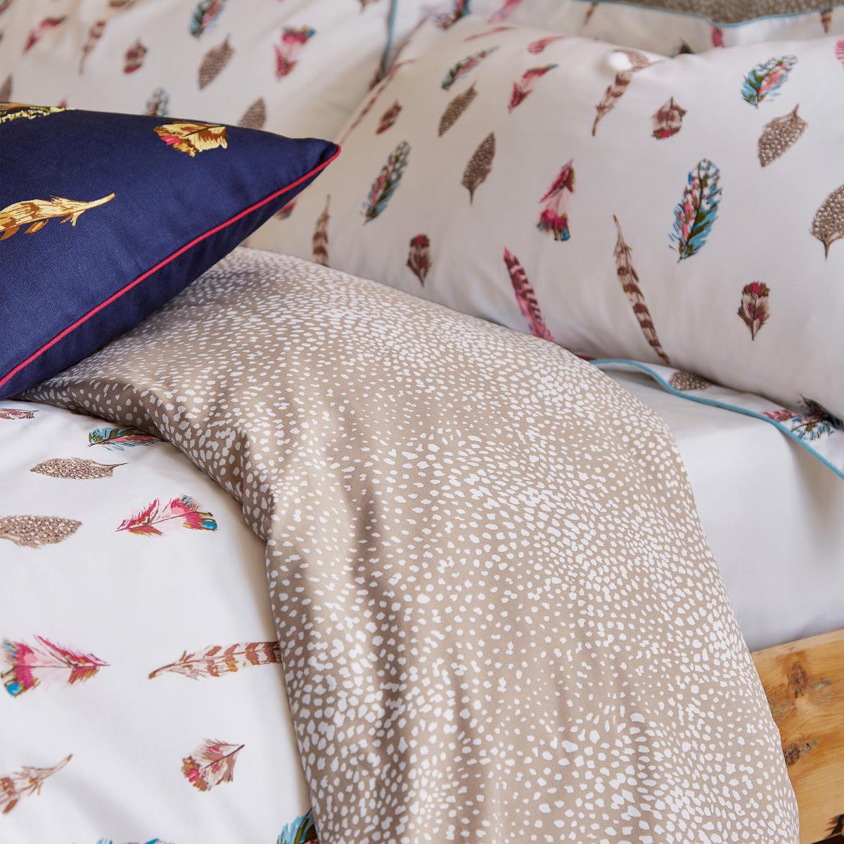 Joules Feathers Chalk 100% Cotton Percale Duvet Cover Set Chalky White – image 3