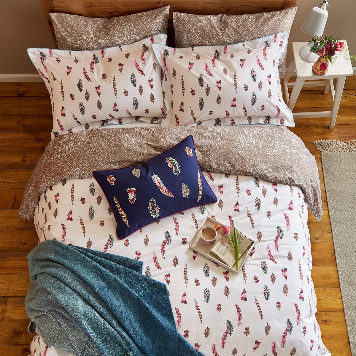 Joules Feathers Chalk 100% Cotton Percale Duvet Cover Set Chalky White – image 5