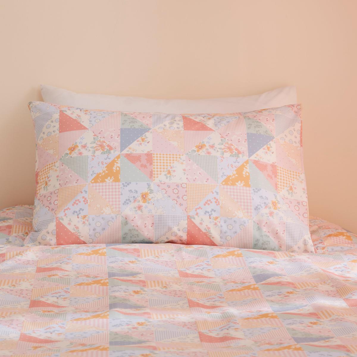 Country Patchwork 100% Cotton Twin Duvet Cover and Pillowcase Set MultiColoured – image 5