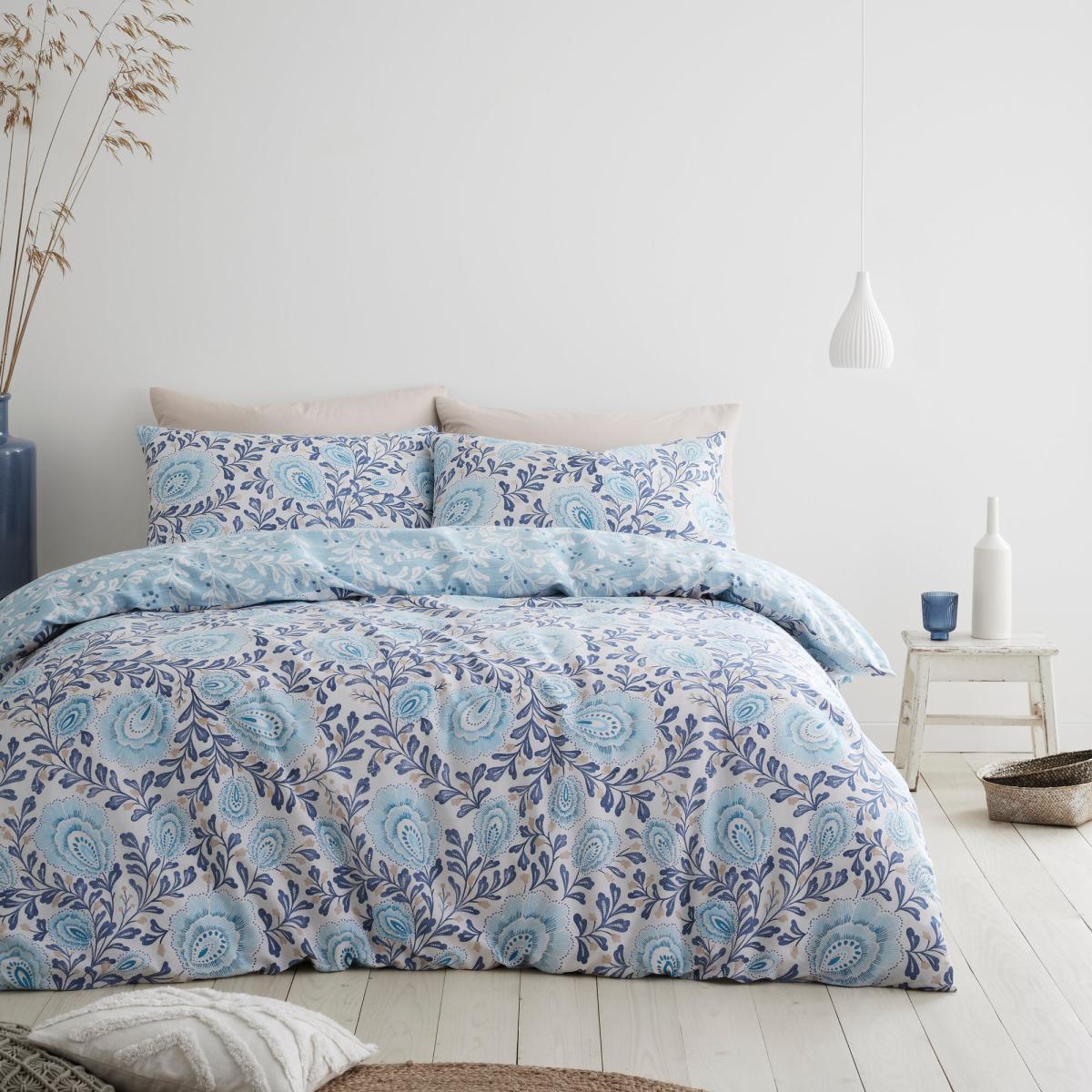 Pineapple Elephant Cabana Teal 100% Cotton Reversible Duvet Cover and Pillowcase Set Teal (Blue) – image 1