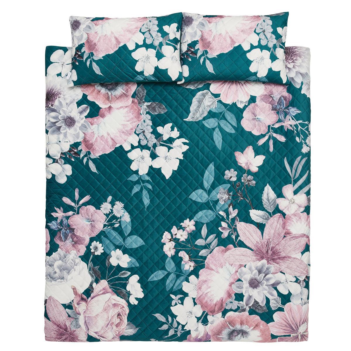 Catherine Lansfield Shrewsbury Velvet Pinsonic Teal Duvet Cover and Pillowcase Set Teal (Blue) – image 5