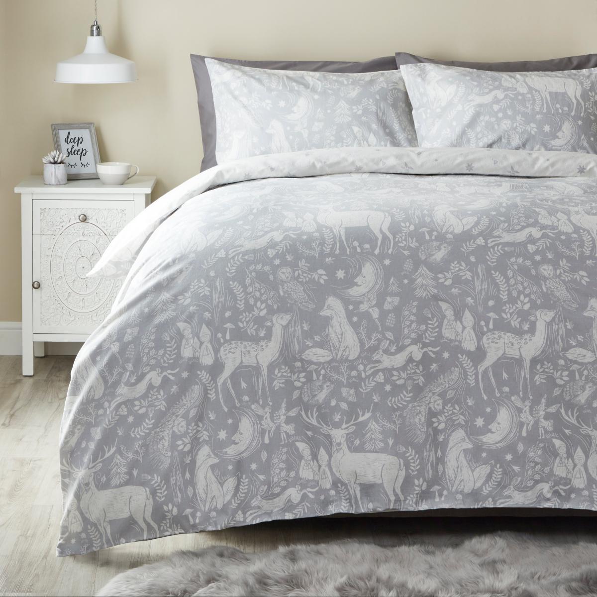 Fawn Grey Brushed Cotton Duvet Cover and Pillowcase Set Grey – image 2