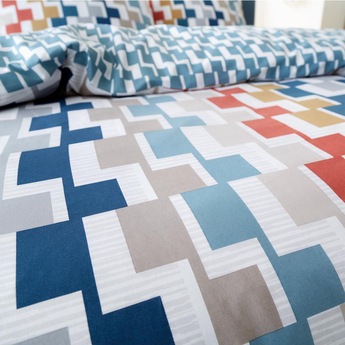 Bianca Fine Linens Dakota Geo Egyptian Cotton Duvet Cover and Pillowcase Set MultiColoured – image 3