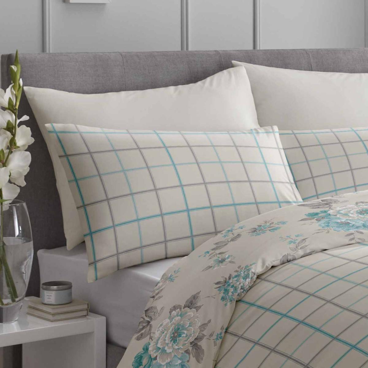 Windermere Blue Reversible Duvet Cover and Pillowcase Set Natural – image 4