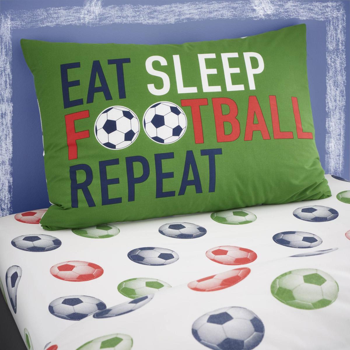 Catherine Lansfield Eat Sleep Football Duvet Cover and Pillowcase Set Green – image 2