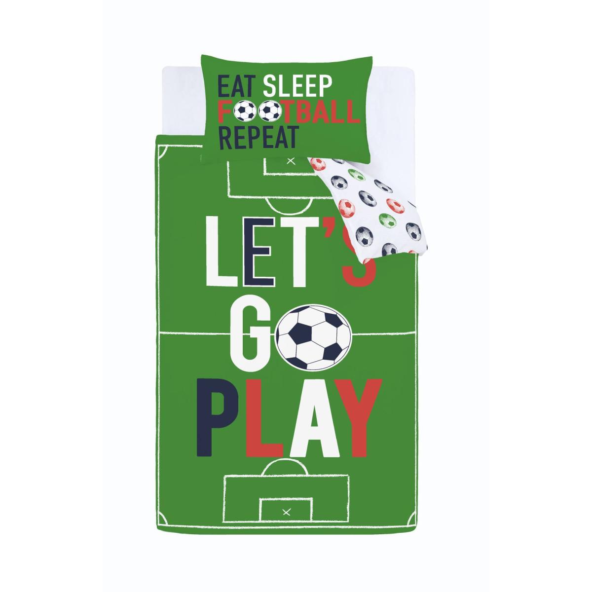 Catherine Lansfield Eat Sleep Football Duvet Cover and Pillowcase Set Green – image 5