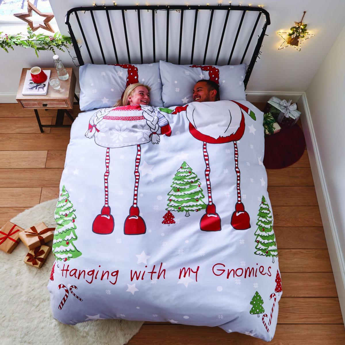 Catherine Lansfield Hanging With My Gnomies Duvet Cover and Pillowcase Set Red – image 2