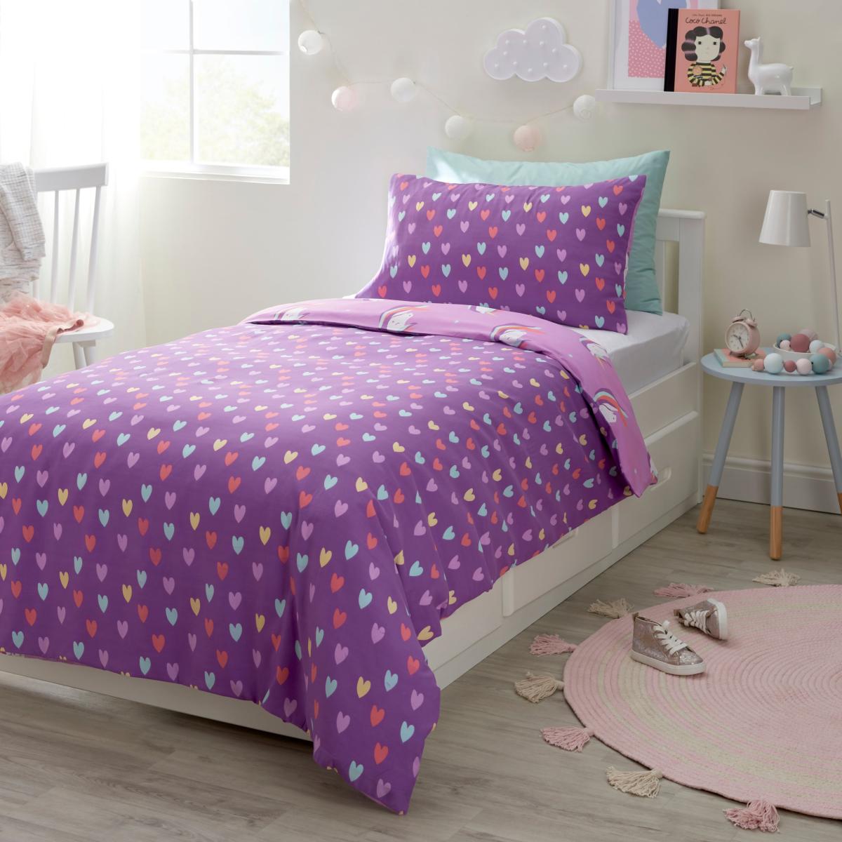 Unicorn Microfibre Duvet Cover and Pillowcase Set MultiColoured – image 2