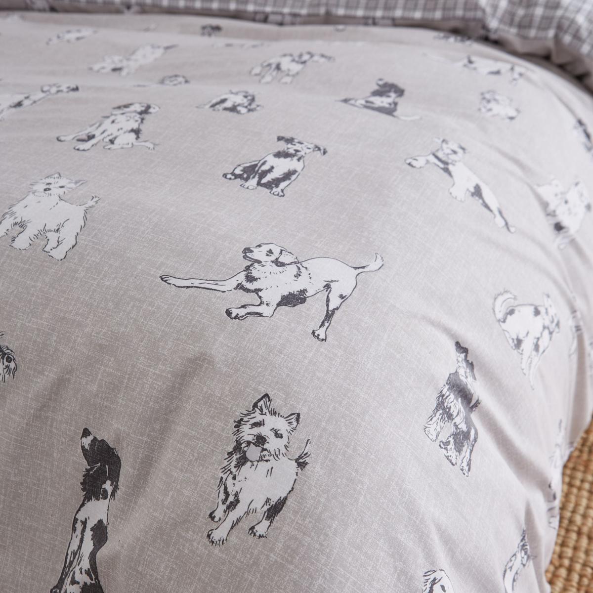 Catherine Lansfield Delightful Dogs Duvet Cover and Pillowcase Set Grey – image 4