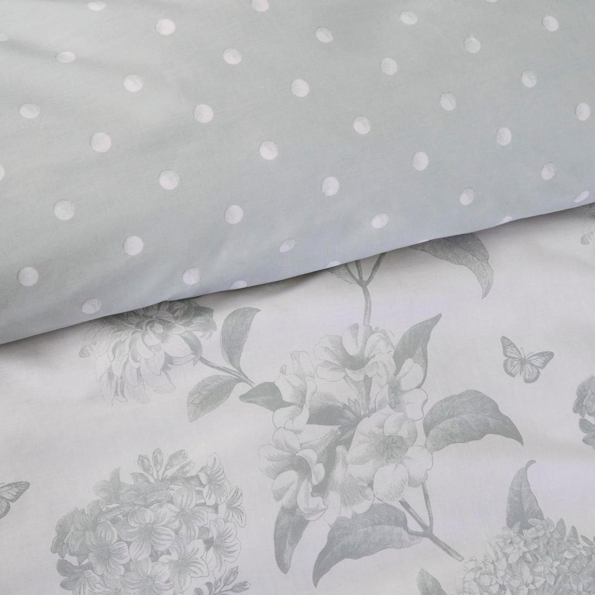 Holly Willoughby Rene Eucalyptus Light Green 100% Cotton Duvet Cover and Pillowcase Set White and Blue – image 2
