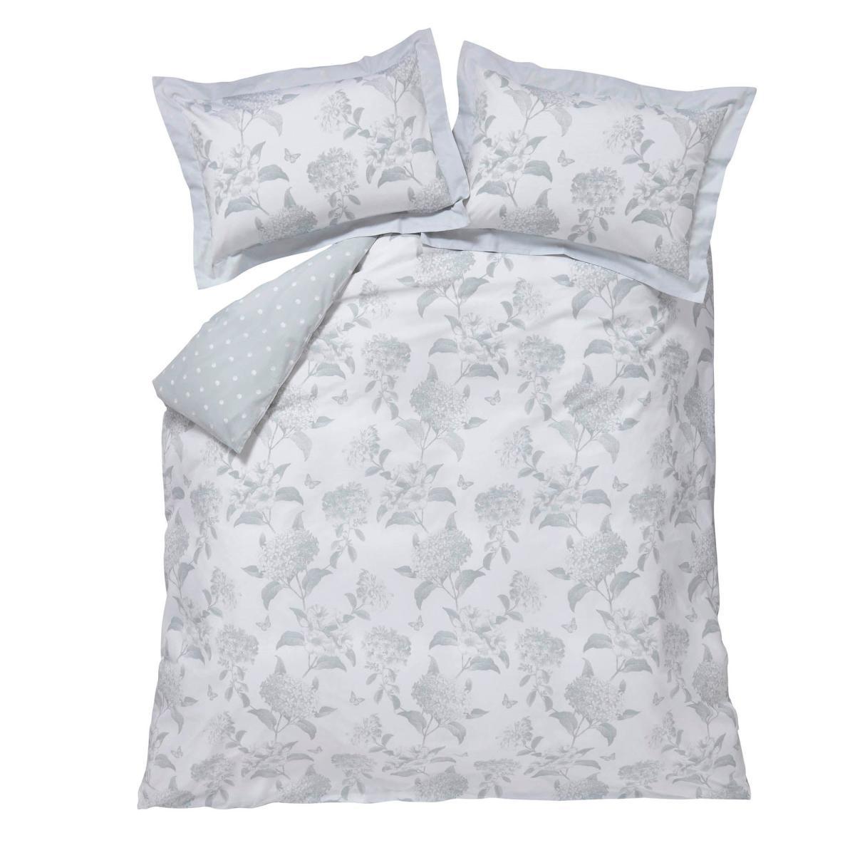 Holly Willoughby Rene Eucalyptus Light Green 100% Cotton Duvet Cover and Pillowcase Set White and Blue – image 3