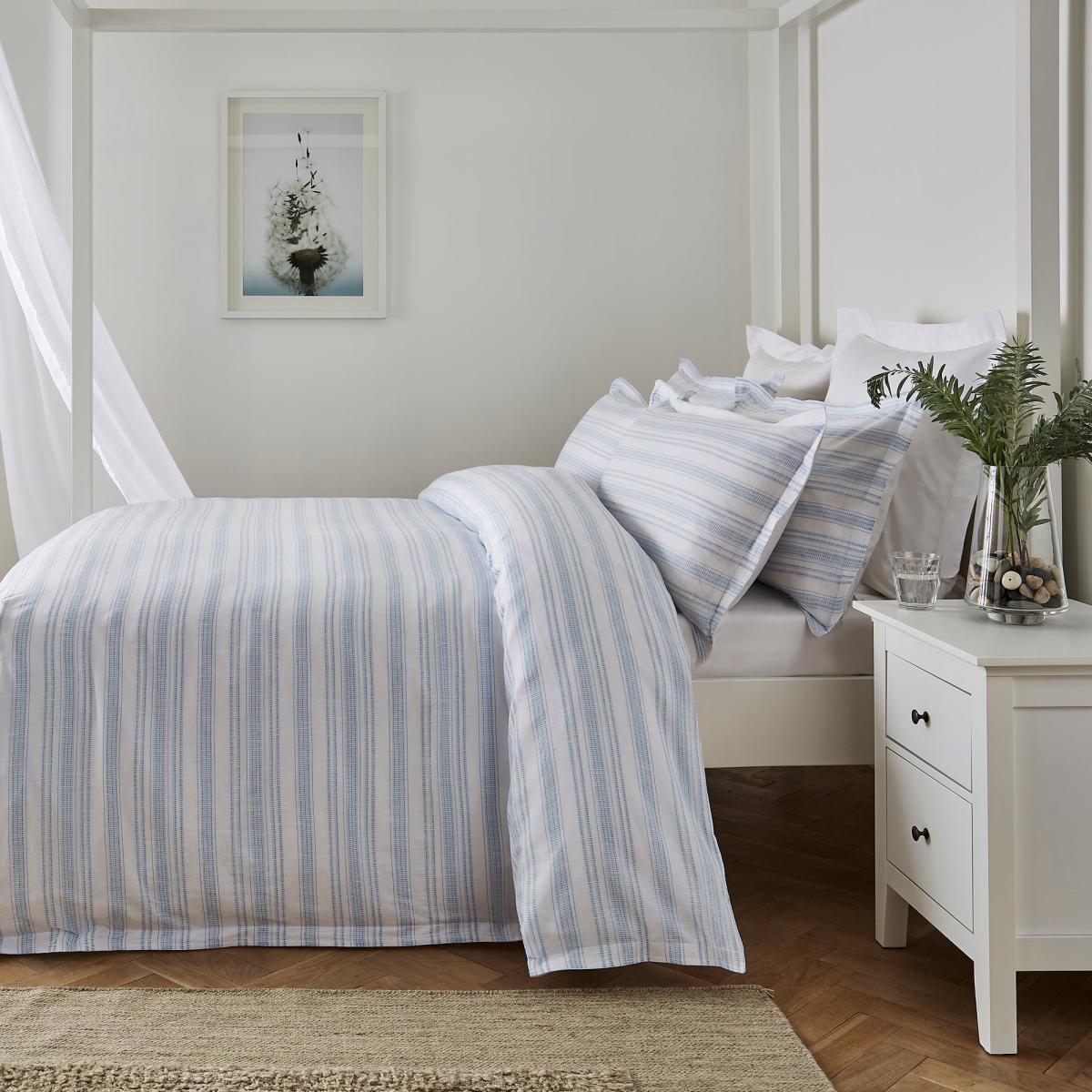 Dorma Holkham 100% Cotton Duvet Cover and Pillowcase Set Blue – image 2