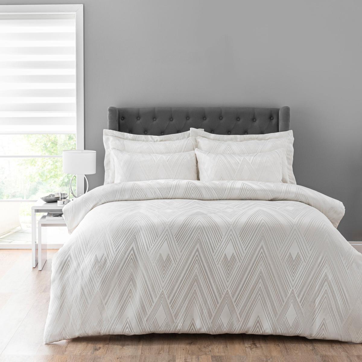 Astaire Silver Jacquard Duvet Cover and Pillowcase Set Silver – image 2