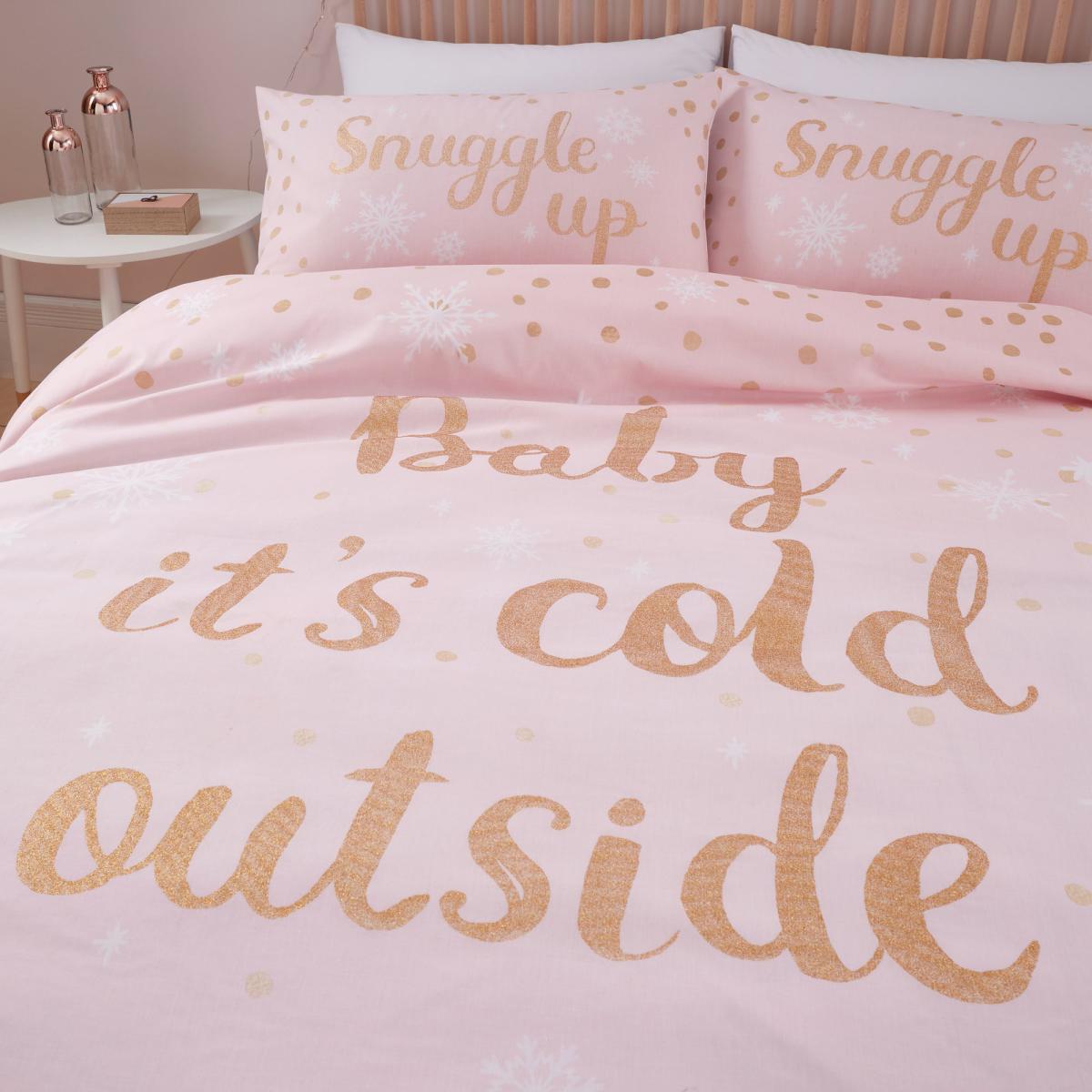Catherine Lansfield Baby It's Cold Outside Pink Duvet Cover and Pillowcase Set Pink – image 3