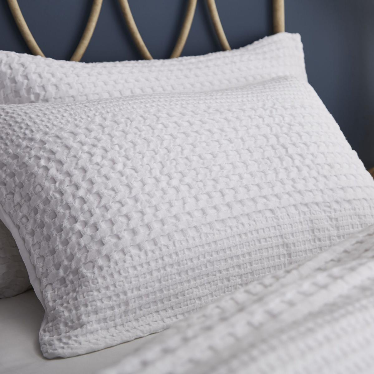 Pineapple Elephant Caspian White Waffle 100% Cotton Duvet Cover and Pillowcase Set White – image 2