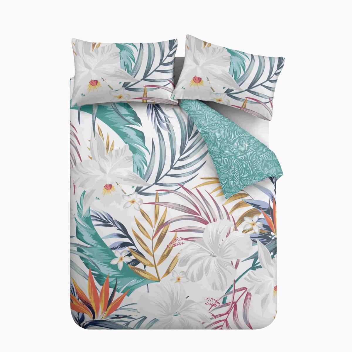 Pineapple Elephant Ayanna Tropical Flora Duvet Cover and Pillowcase Set Teal (Green) – image 5
