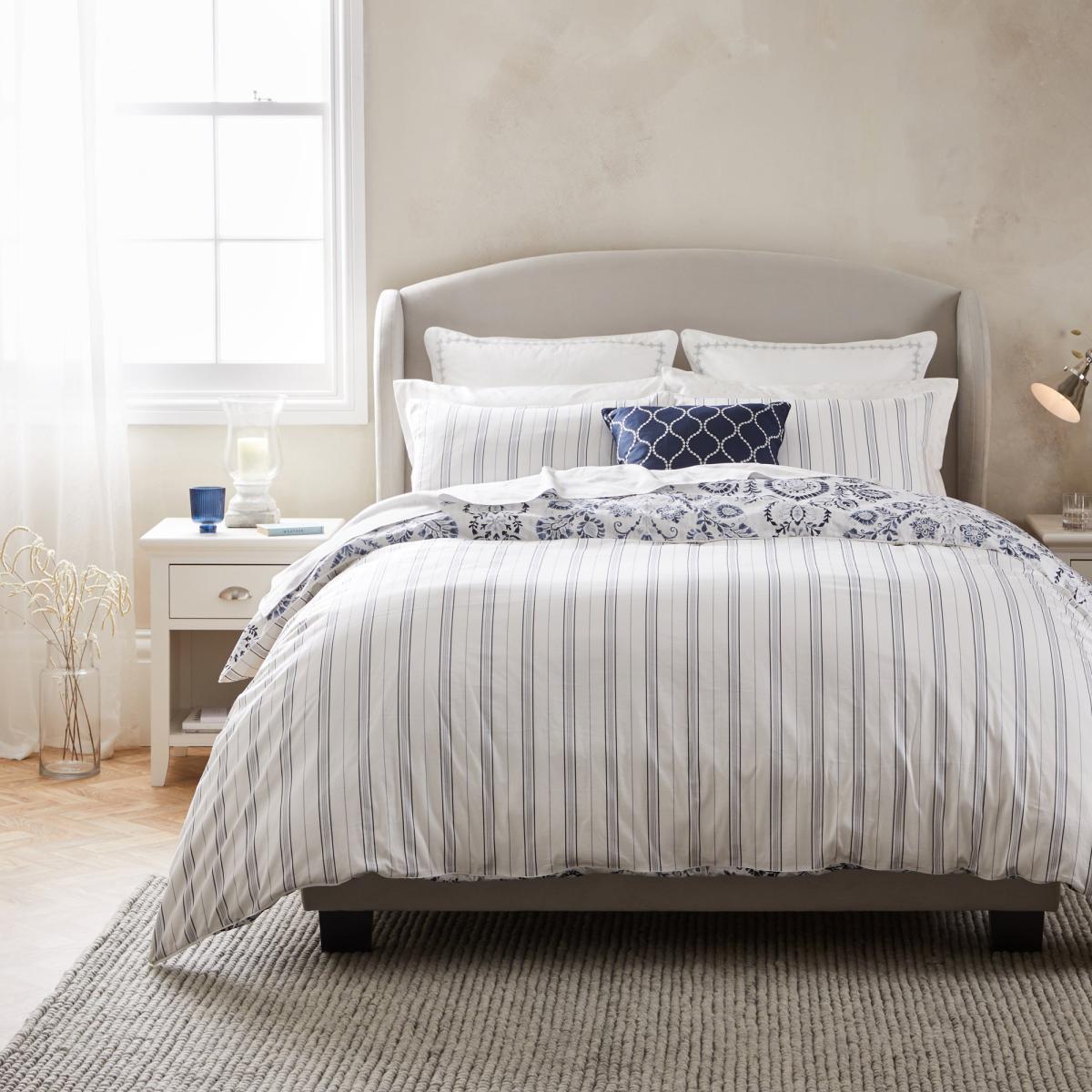 Dorma Harlyn Navy Organic Cotton Duvet Cover and Pillowcase Set Blue, White and Black – image 2