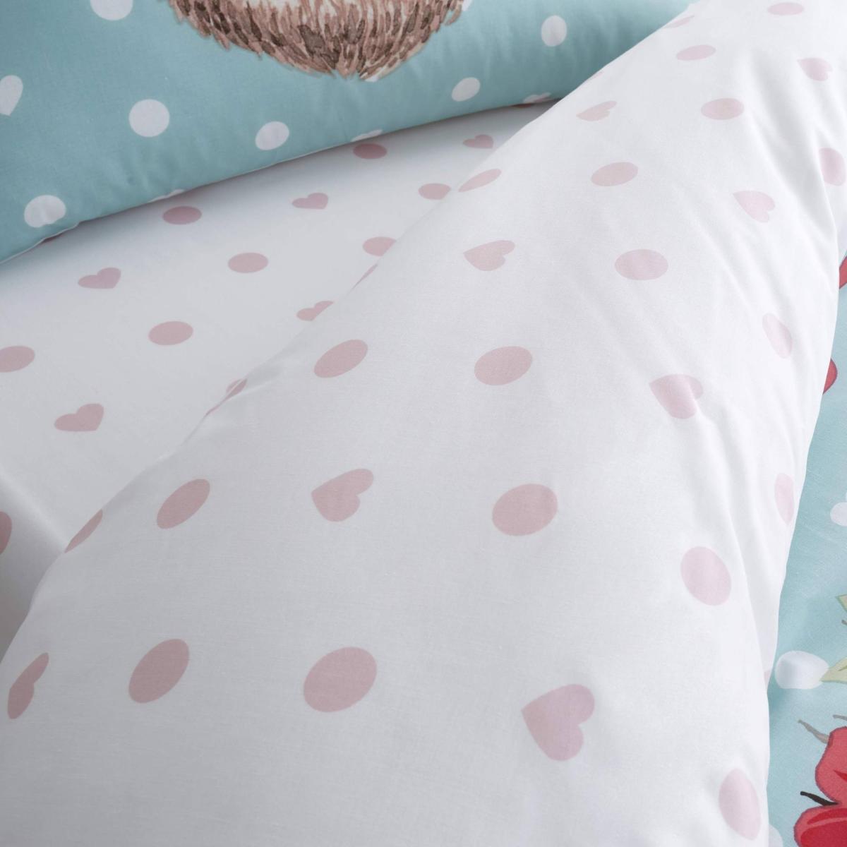 Catherine Lansfield Polka Dot Hedgehog Duvet Cover and Pillowcase Set Blue – image 4