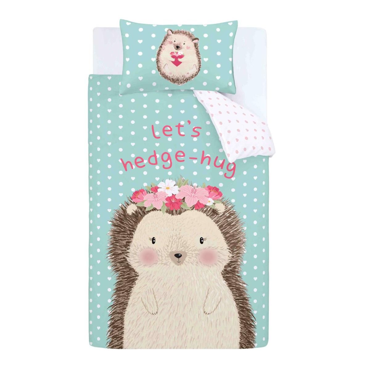 Catherine Lansfield Polka Dot Hedgehog Duvet Cover and Pillowcase Set Blue – image 5