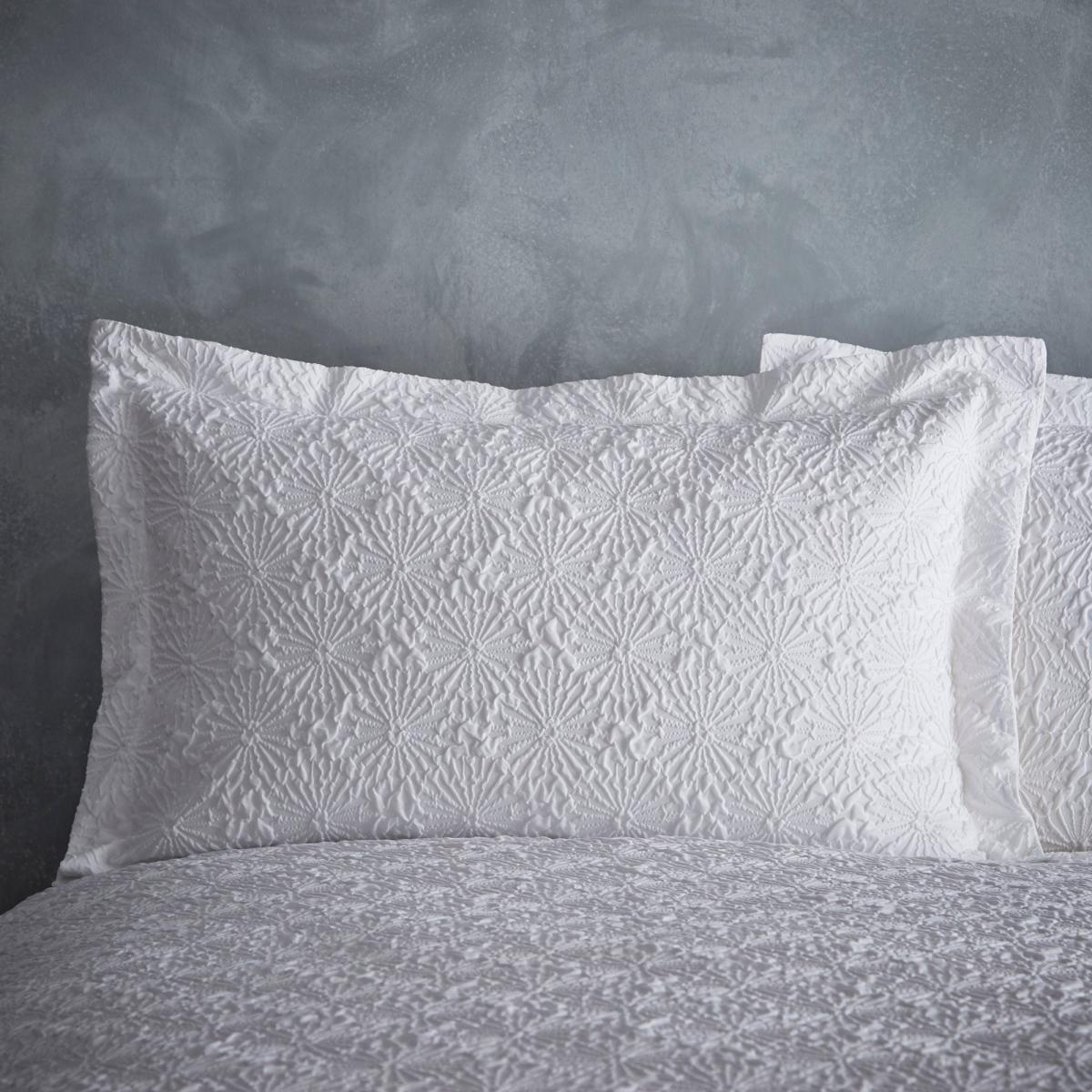 Astra White Textured Floral Duvet Cover and Pillowcase Set White – image 5