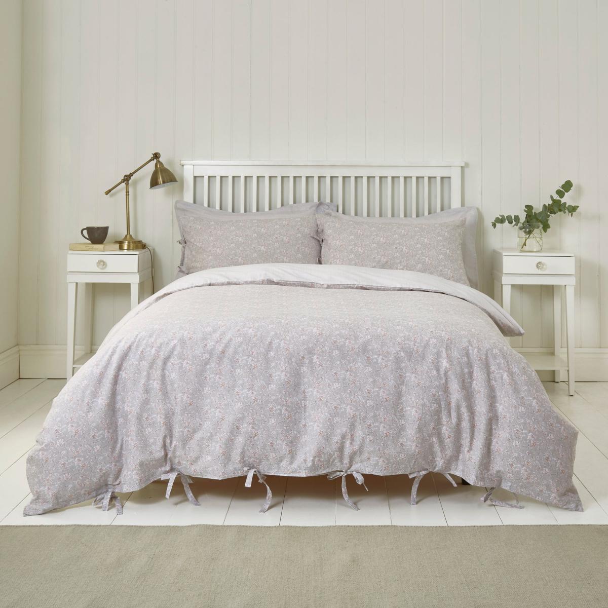 Jessa Pink 100% Cotton Reversible Duvet Cover and Pillowcase Set Pink, Grey and White – image 2