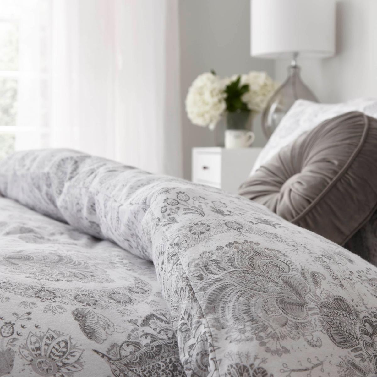 Holly Willoughby Ayana Grey 100% Brushed Cotton Reversible Duvet Cover and Pillowcase Set Light Grey – image 2