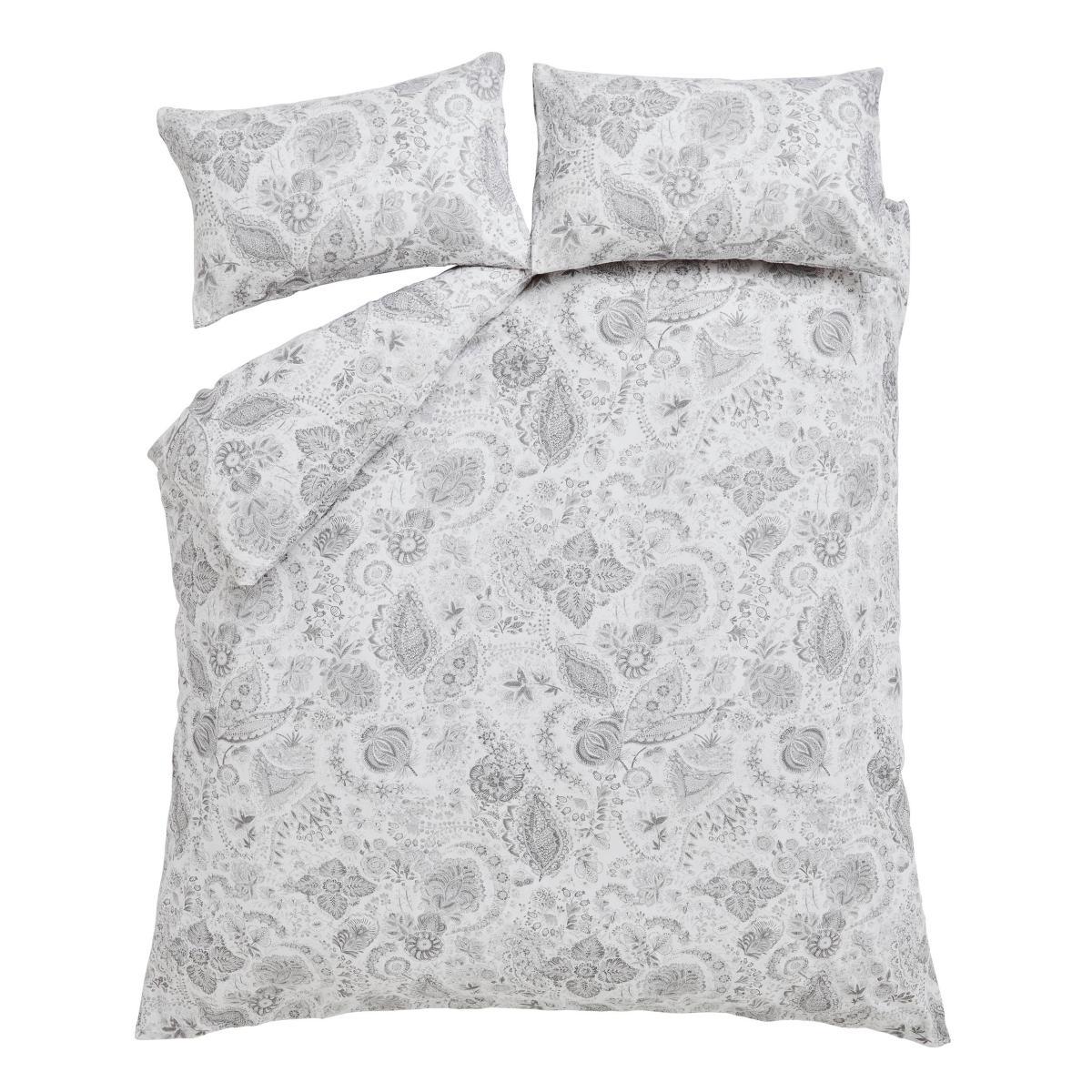 Holly Willoughby Ayana Grey 100% Brushed Cotton Reversible Duvet Cover and Pillowcase Set Light Grey – image 4