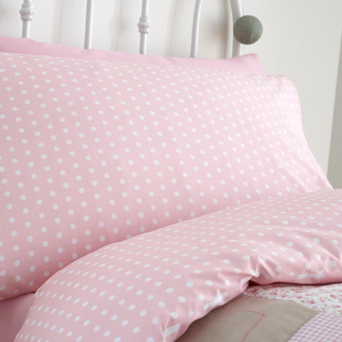 Gingham Pink Duvet Cover and Pillowcase Set Pink and White – image 3