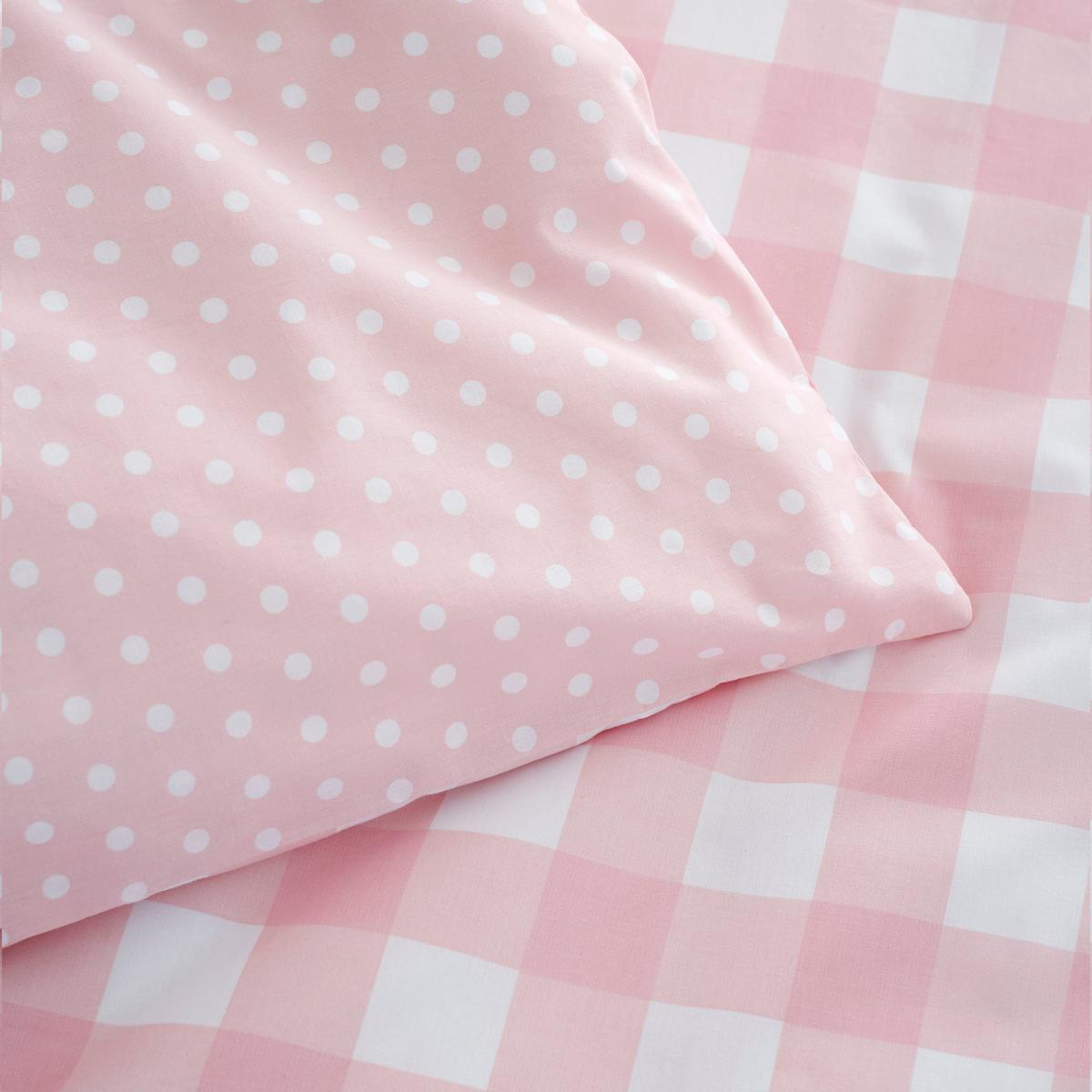 Gingham Pink Duvet Cover and Pillowcase Set Pink and White – image 4