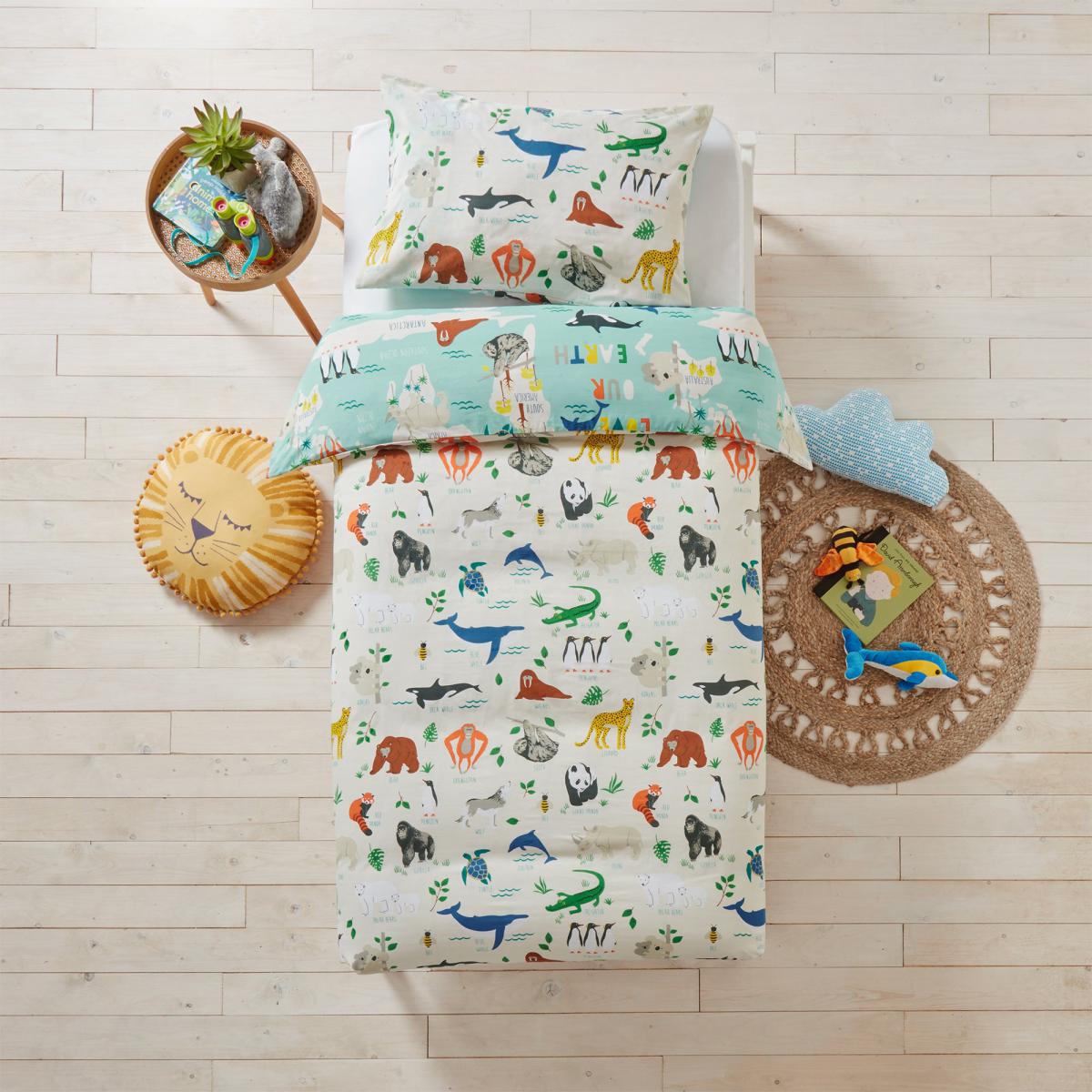 Love Our Earth Blue 100% Cotton Duvet Cover and Pillowcase Set Light Blue – image 2