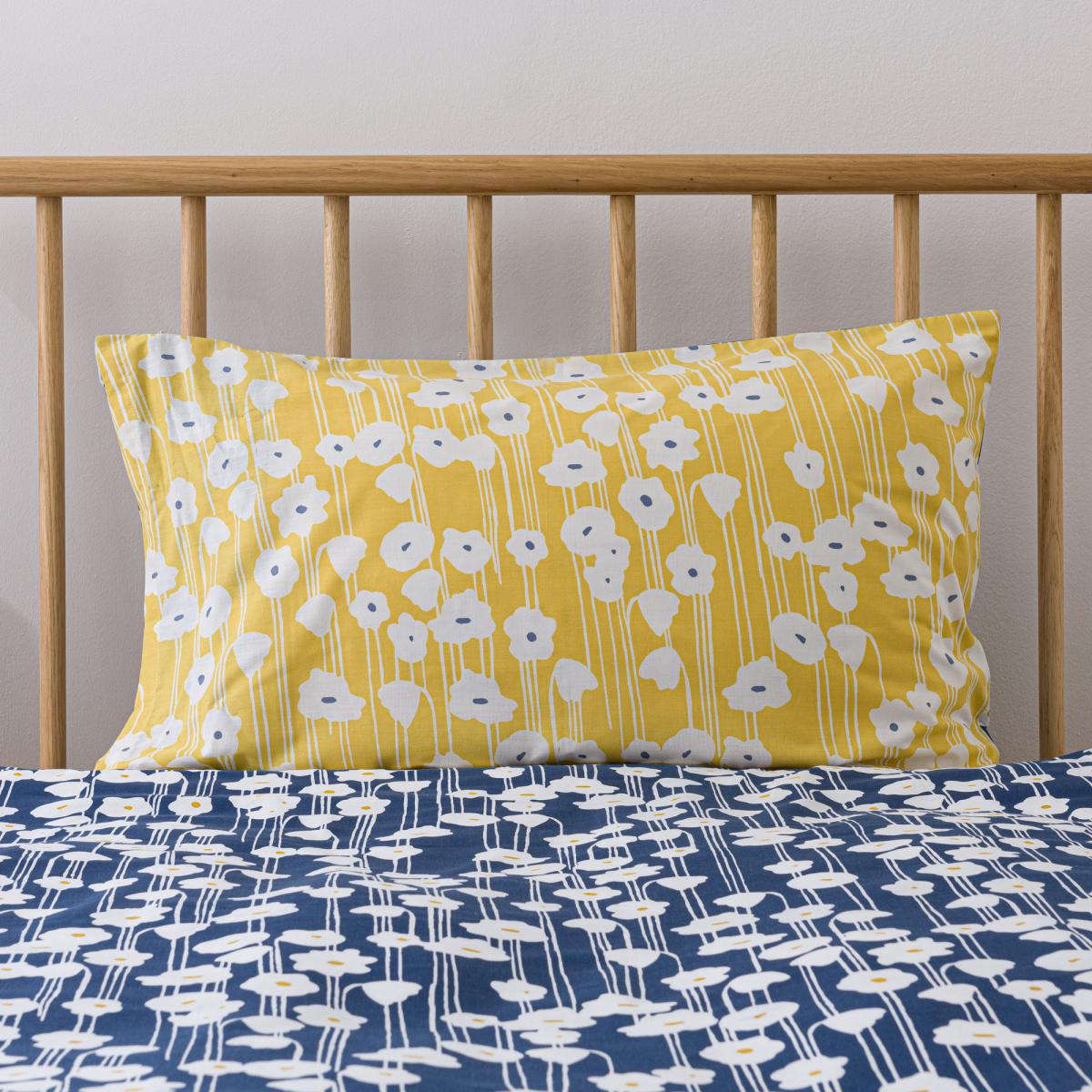 Elements Margo Navy Duvet Cover and Pillowcase Set Navy, White and Yellow – image 10