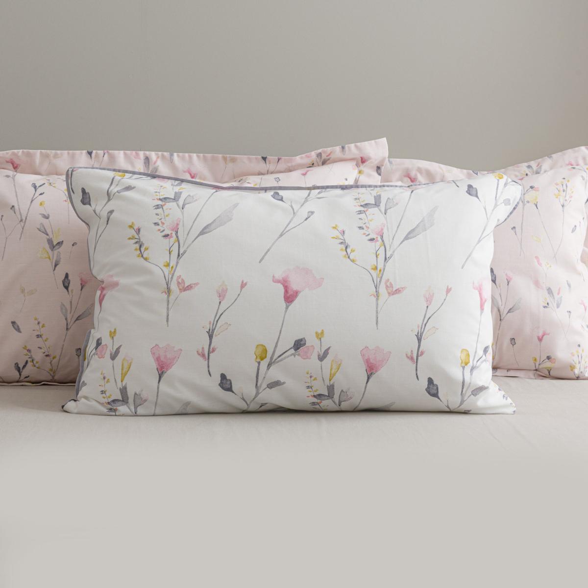 Fiori Pink Floral Reversible Duvet Cover and Pillowcase Set Pink, Grey and Yellow – image 7