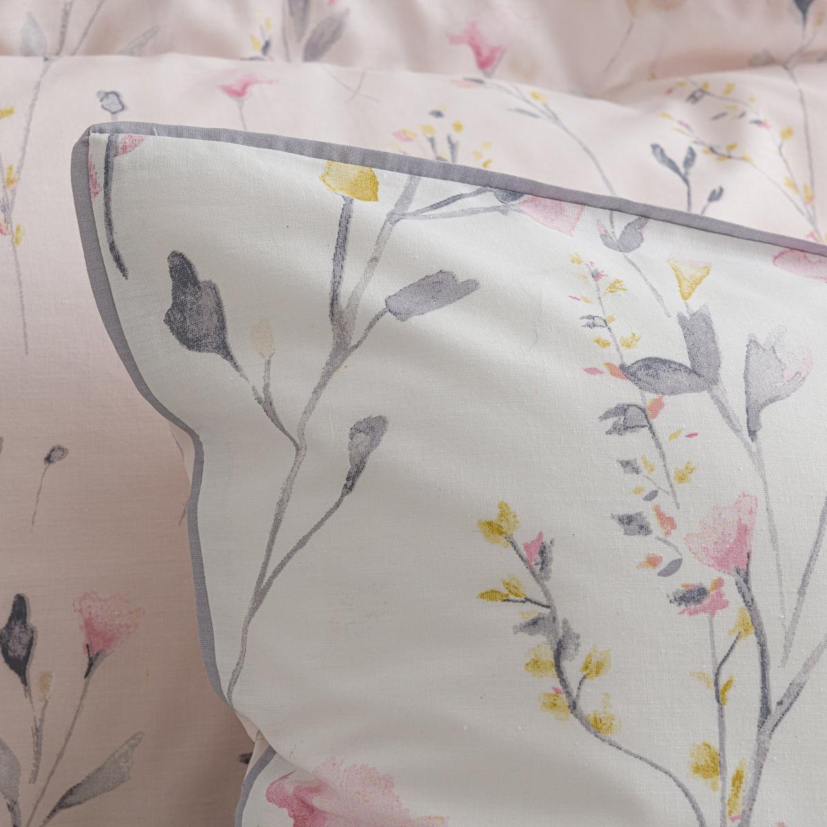 Fiori Pink Floral Reversible Duvet Cover and Pillowcase Set Pink, Grey and Yellow – image 8