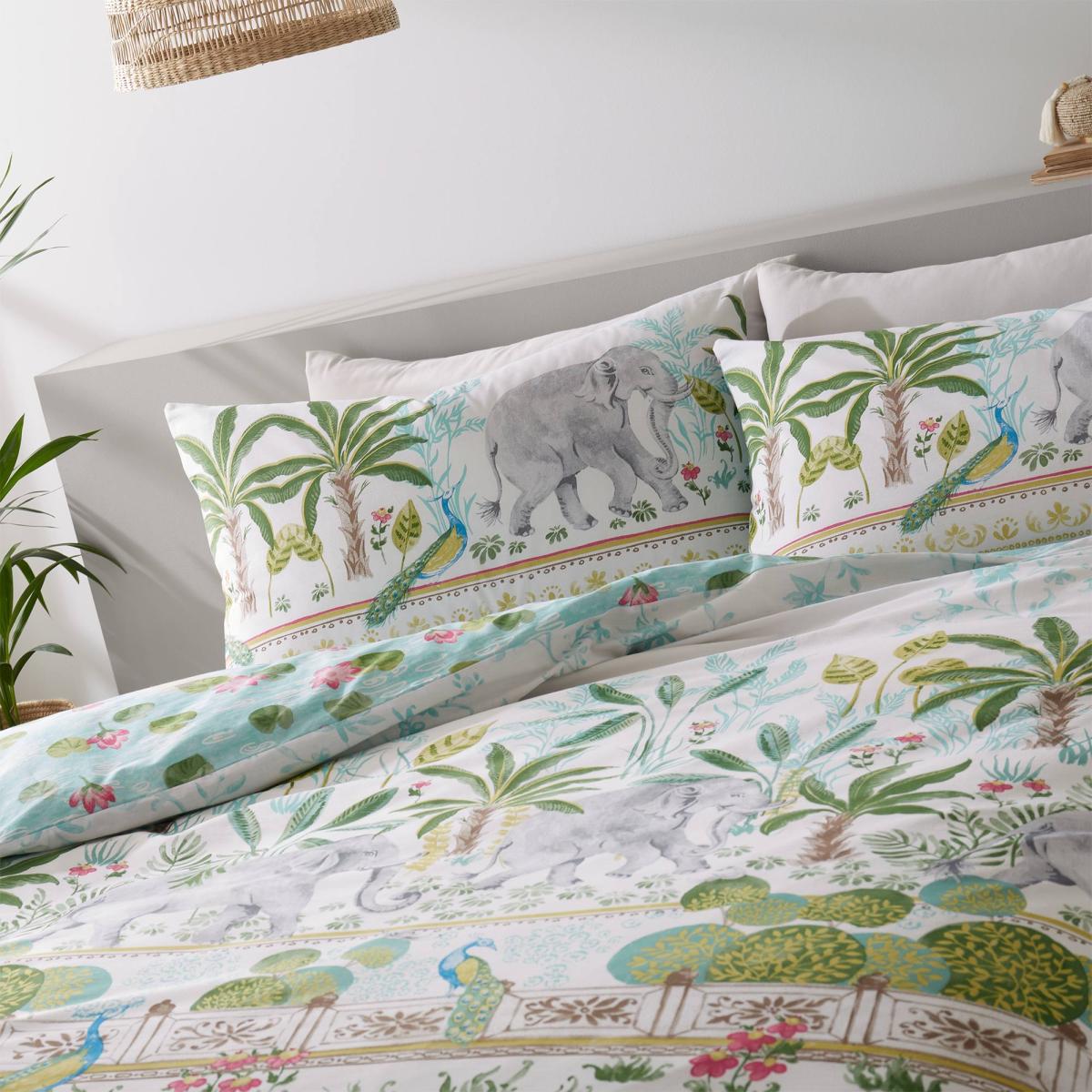 Pineapple Elephant Oasis Duvet Cover and Pillowcase Set Green – image 2