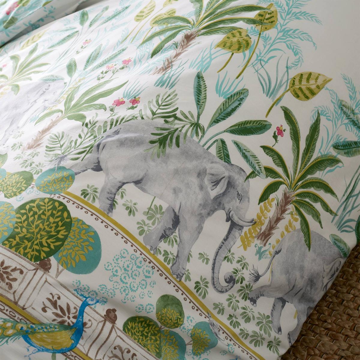Pineapple Elephant Oasis Duvet Cover and Pillowcase Set Green – image 3